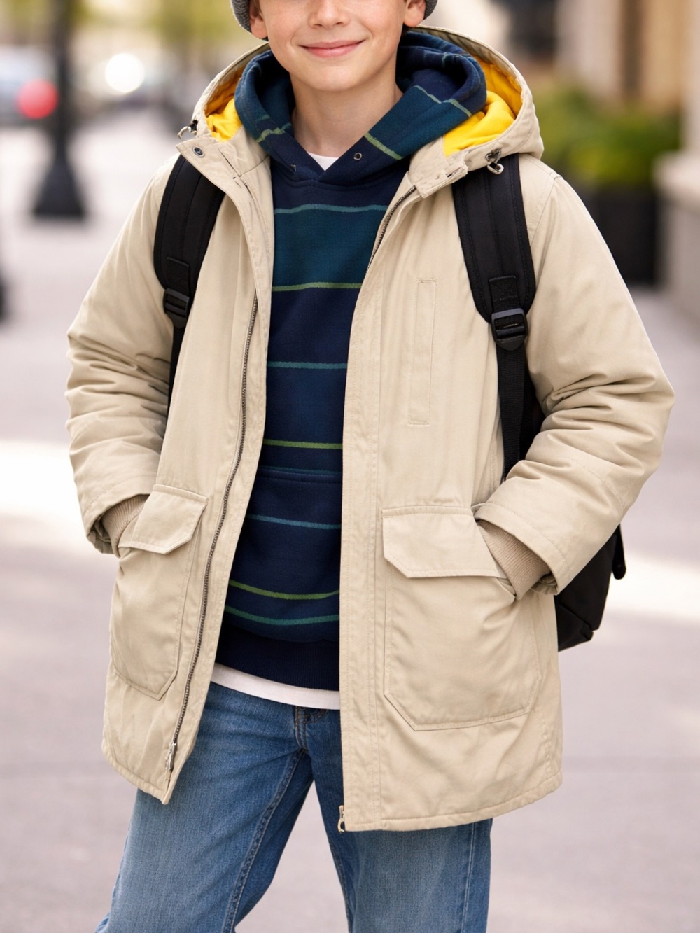 COS Beige Jacket with Yellow Interior